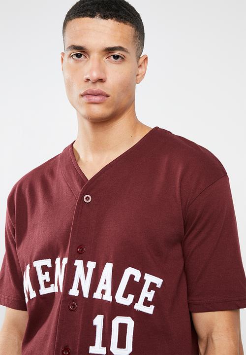 Mennace - Baseball short sleeve tee - burgundy