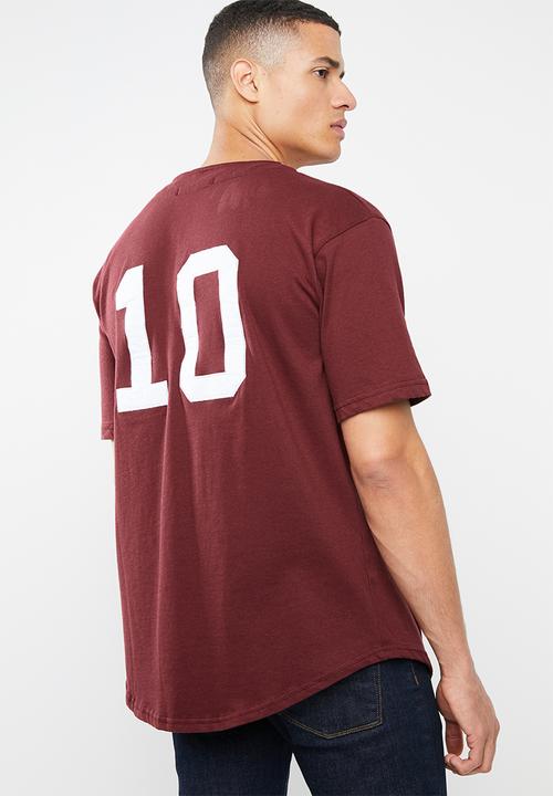 Mennace - Baseball short sleeve tee - burgundy
