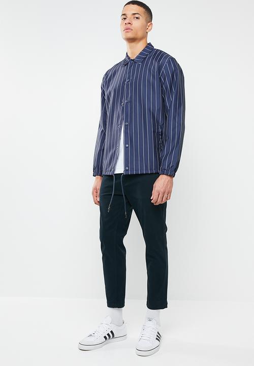 Mennace - Pinstripe coach jacket - navy & white 