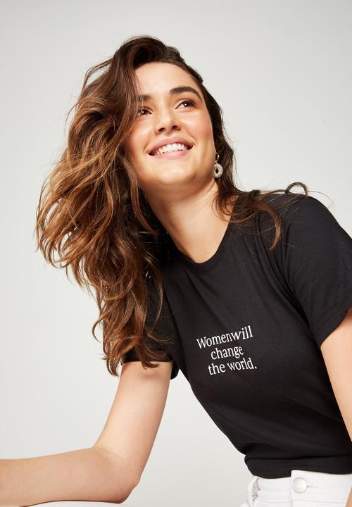 Cotton On - Classic slogan change the world tee  - black