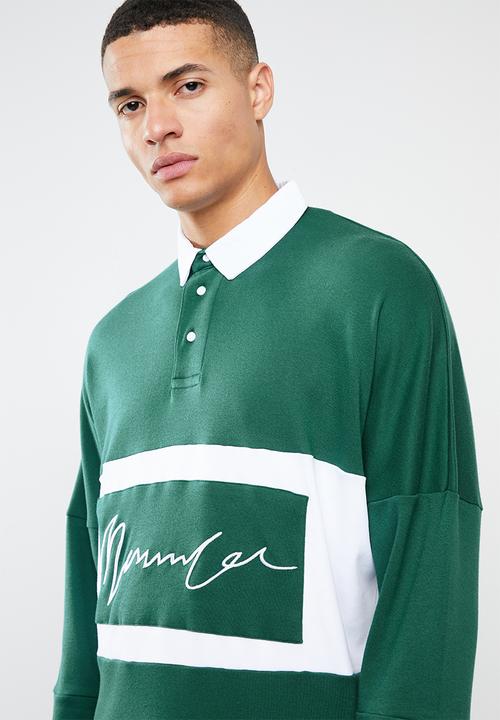 Mennace - Signature long sleeve rugby top - green