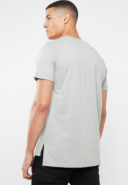 Mennace - Stepped hem puff print signature tee - grey 