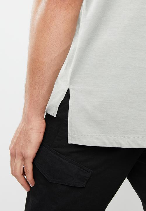 Mennace - Stepped hem puff print signature tee - grey 
