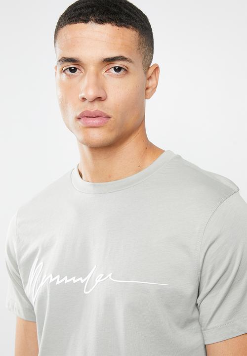 Mennace - Stepped hem puff print signature tee - grey 