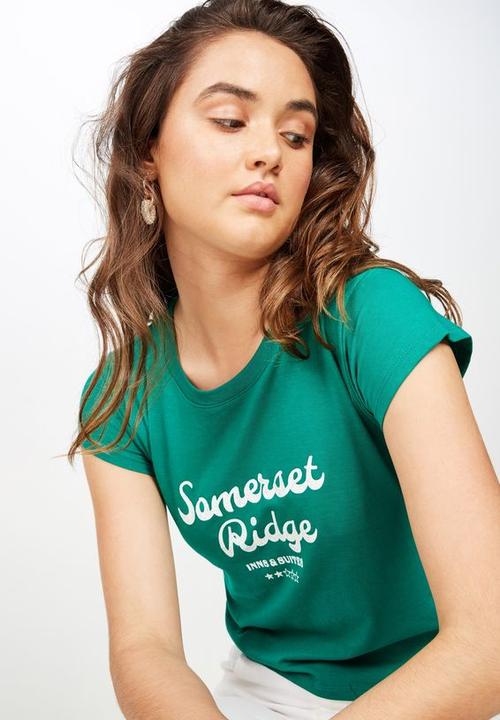 Cotton On - Essential slogan tee - green
