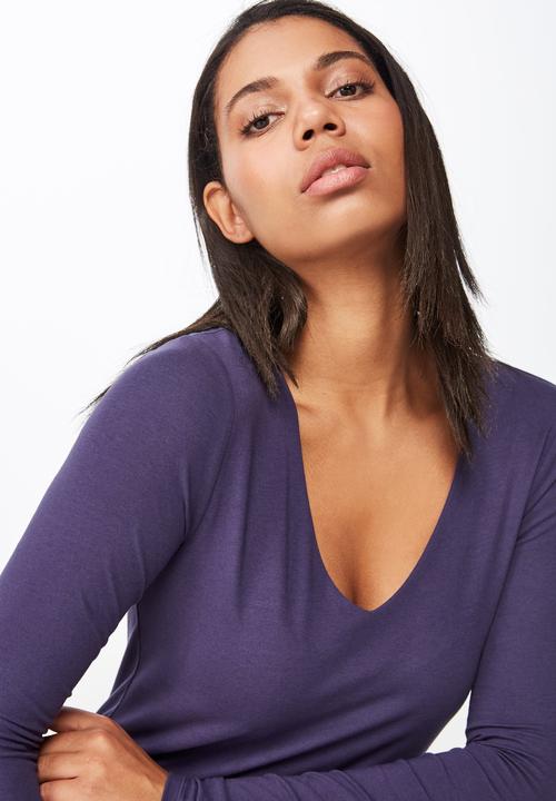 Cotton On - Everyday long sleeve v - purple 
