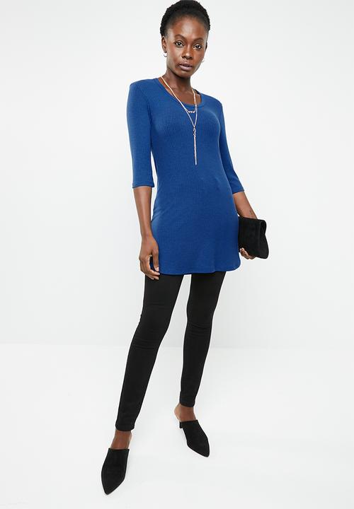 edit - 3/4 Sleeve top with chain - blue