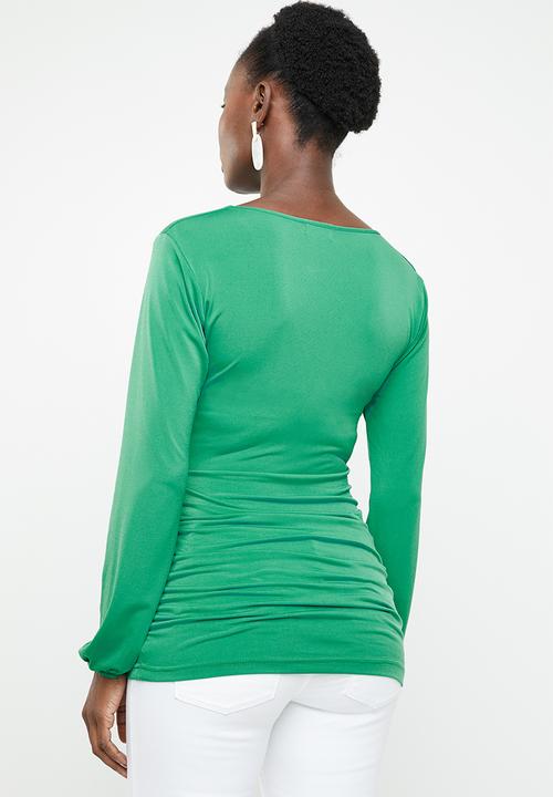 edit - Cross over long sleeve top - green