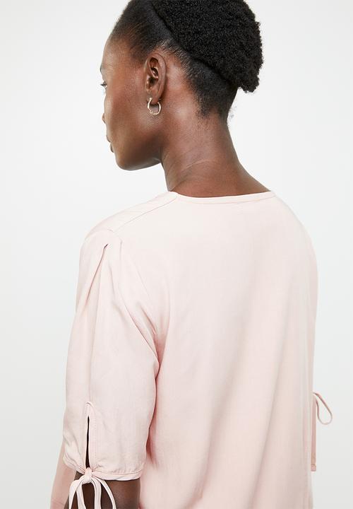 edit - Button down peplum blouse - pink