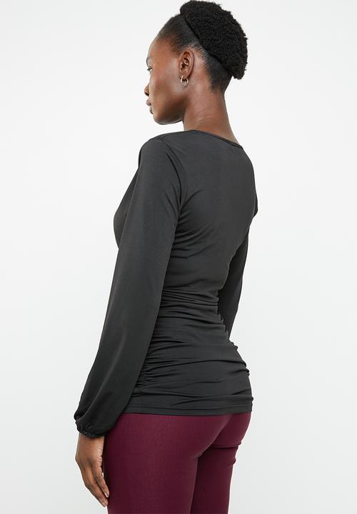 edit - Cross over long sleeve top - black
