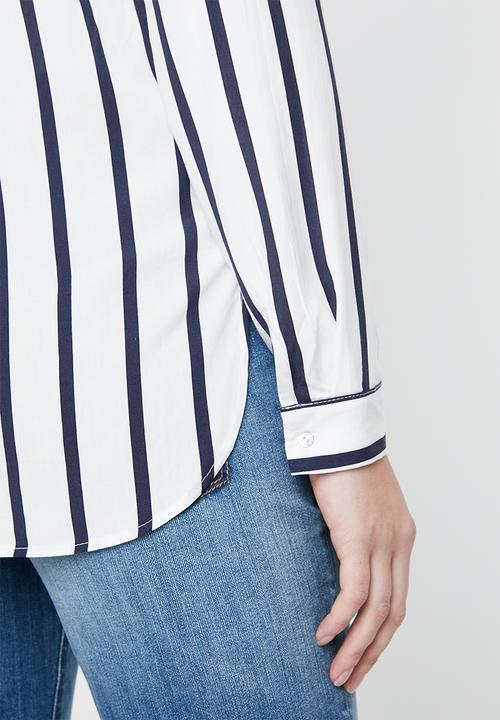 ONLY - Sugar long sleeve shirt - white & navy