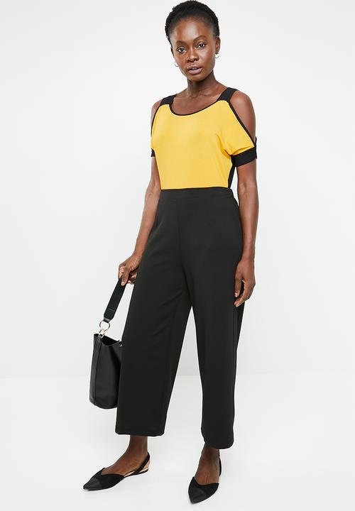 edit - Cold shoulder top - yellow & black