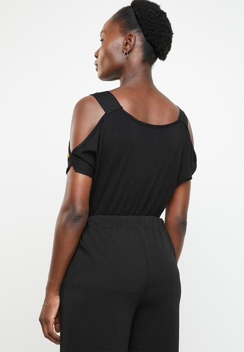 edit - Cold shoulder top - yellow & black