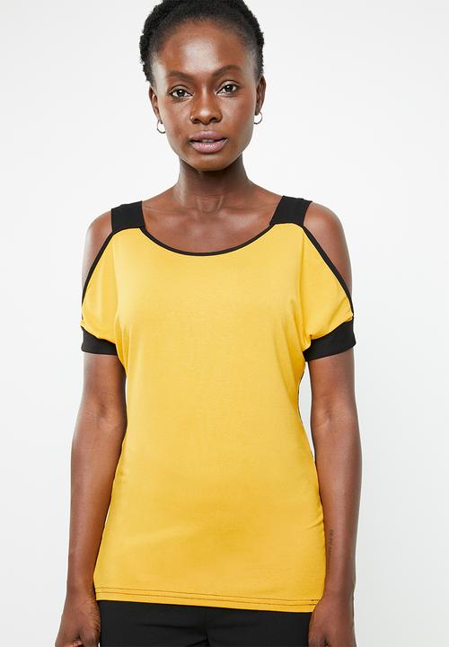 edit - Cold shoulder top - yellow & black