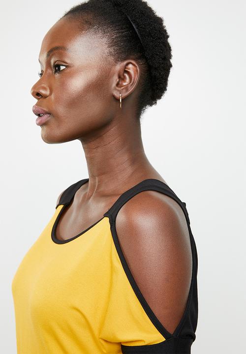edit - Cold shoulder top - yellow & black
