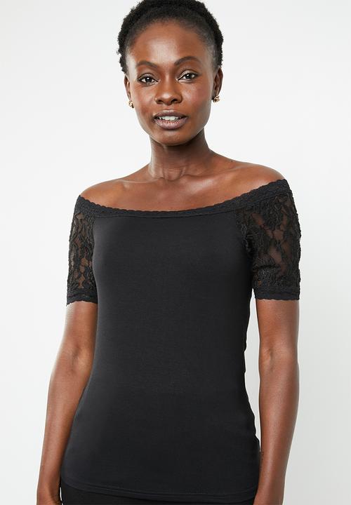 edit - Lace detail T-shirt - black