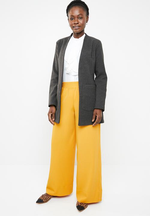edit - Collarless melton coat - charcoal