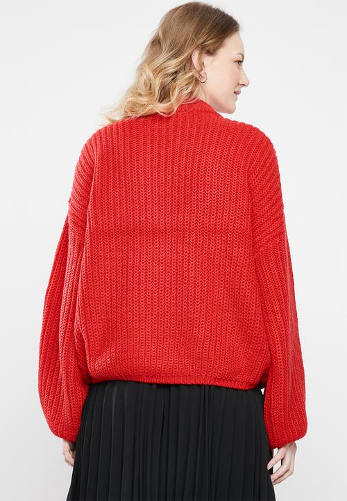 Brave Soul - Oversize bell sleeve jersey - red