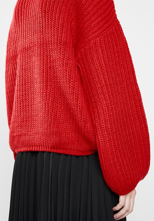 Brave Soul - Oversize bell sleeve jersey - red
