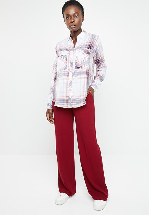 edit - Long sleeve button down shirt - red