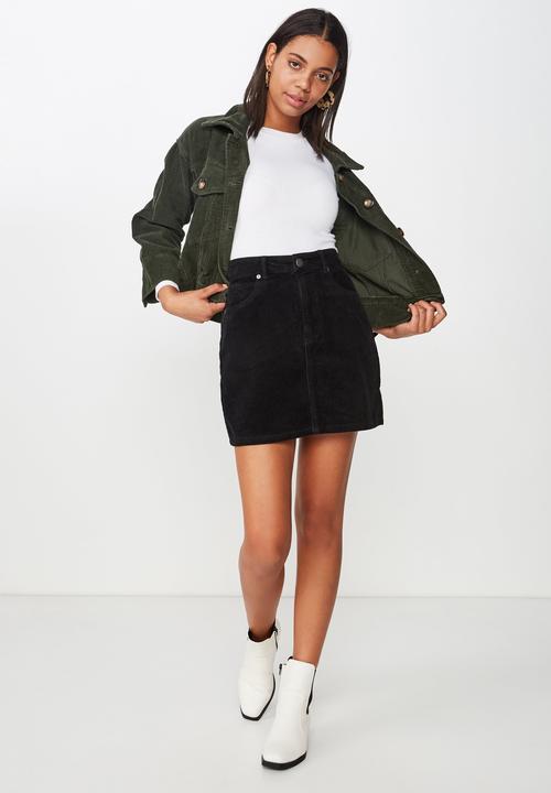 Cotton On - Woven havana cord mini skirt  - black