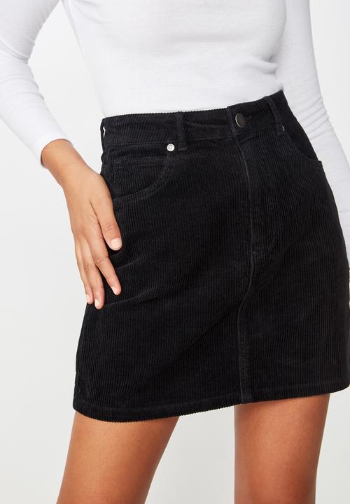 Cotton On - Woven havana cord mini skirt  - black