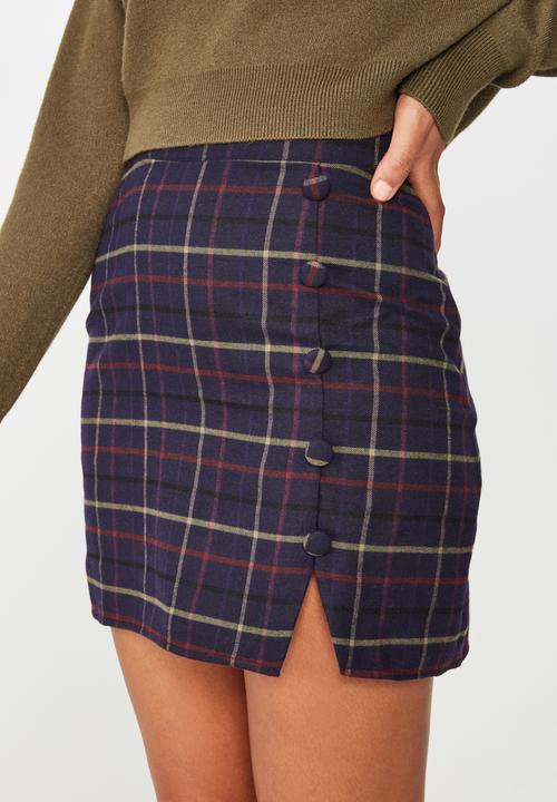Cotton On - Woven evie button mini skirt  - navy