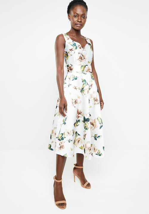edit - Sleeveless fit and flare dress - multi
