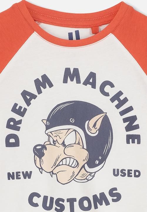 Cotton On - Tom long sleeve raglan tee - white & orange