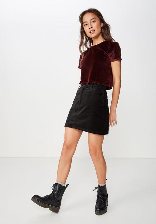 Cotton On - Violet velvet short sleeve tee  - burgundy 