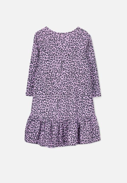 Cotton On - Joss leopard print long sleeve dress - purple