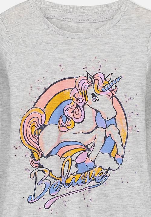Cotton On - Penelope believe unicorn long sleeve tee - grey