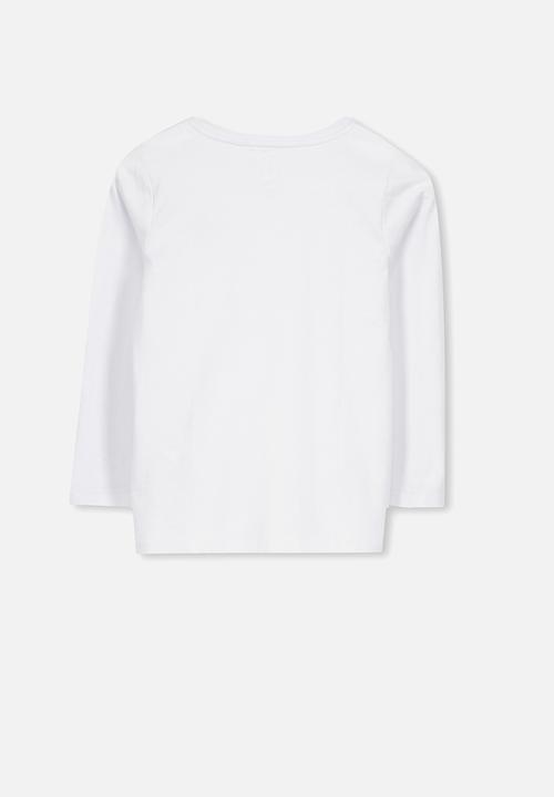 Cotton On - Penelope rainbow badge long sleeve tee - white 