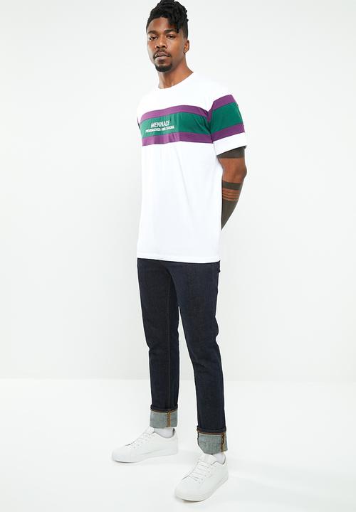 Mennace - Regular relaxed blocked short sleeve tee - multi