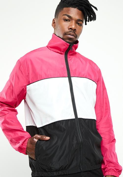 Mennace - Blocked funnel jacket - pink