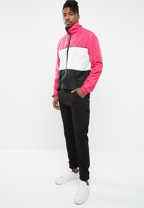 Mennace - Blocked funnel jacket - pink