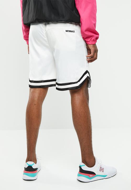 Mennace - Sateen basketball short - white