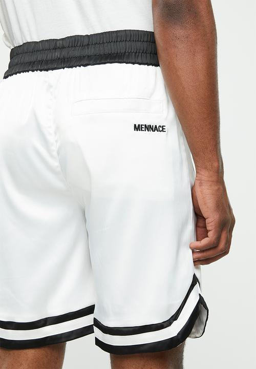 Mennace - Sateen basketball short - white