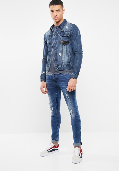 S.P.C.C - Printed pocket denim jacket - blue