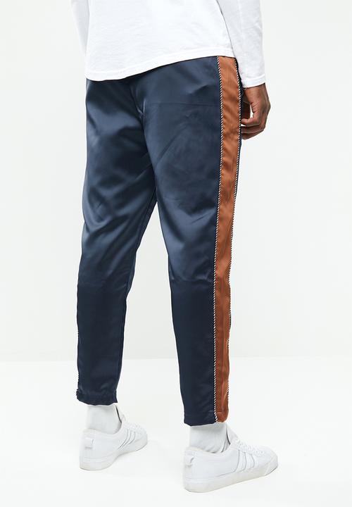 Mennace - Sateen track bottom - navy & brown 
