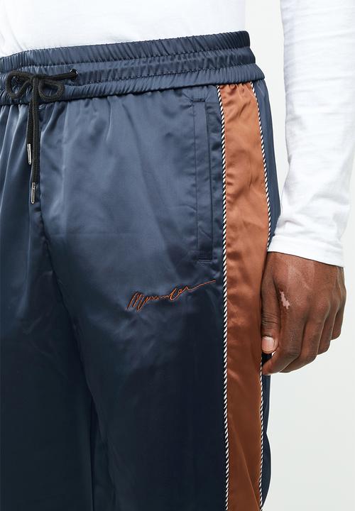 Mennace - Sateen track bottom - navy & brown 