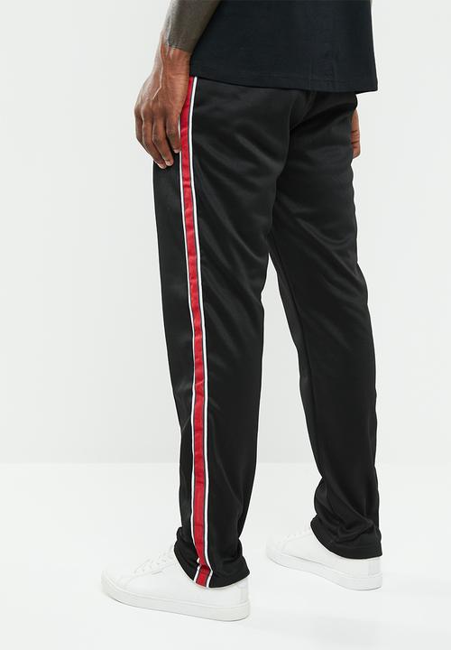 Mennace - Tricot regular fit knit tracksuit bottom - black & red