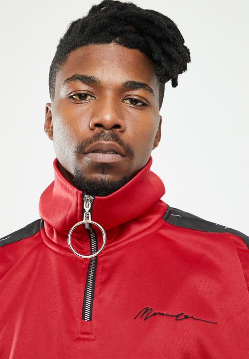 Mennace - Relaxed tricot knit half-zip track top - red