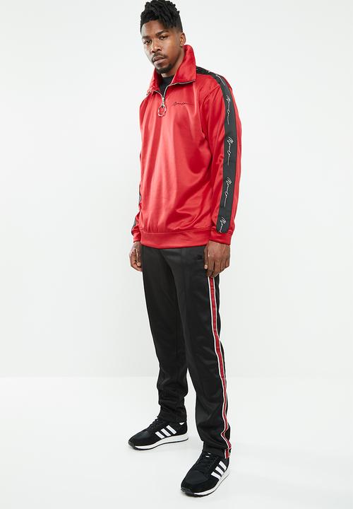 Mennace - Relaxed tricot knit half-zip track top - red