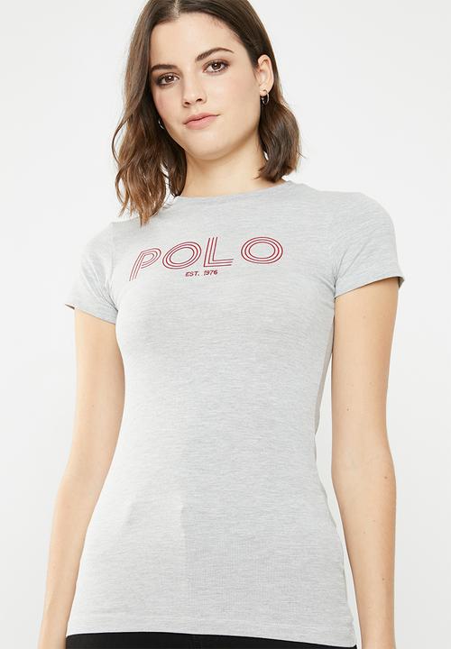POLO - Alana printed tee - light grey