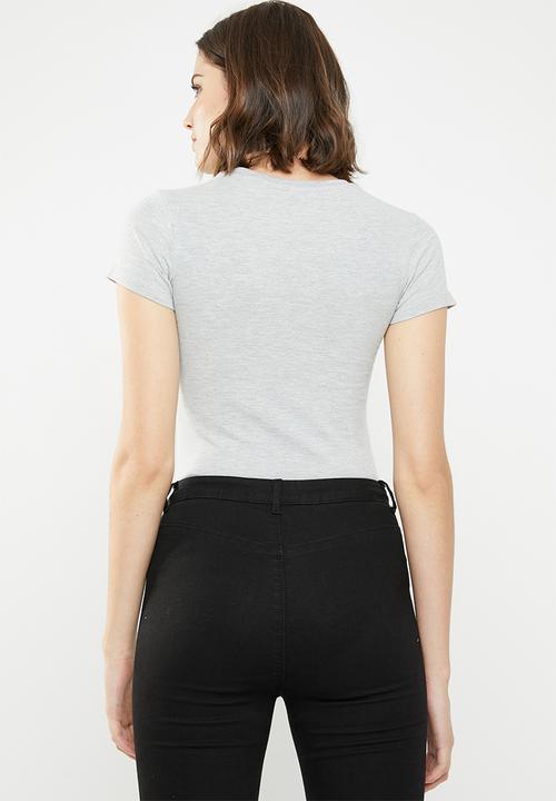 POLO - Alana printed tee - light grey
