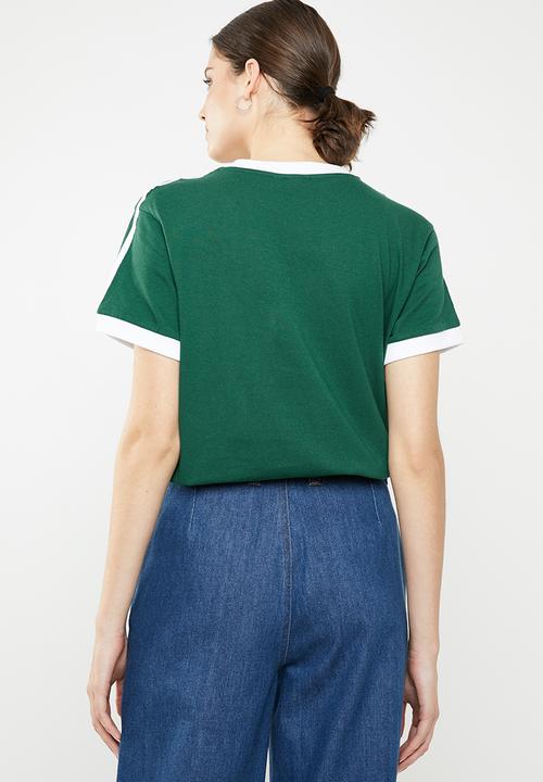 adidas Originals - 3 stripes tee - green & white