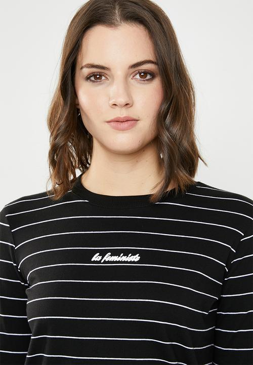 Cotton On - Classic slogan long sleeve - white & black