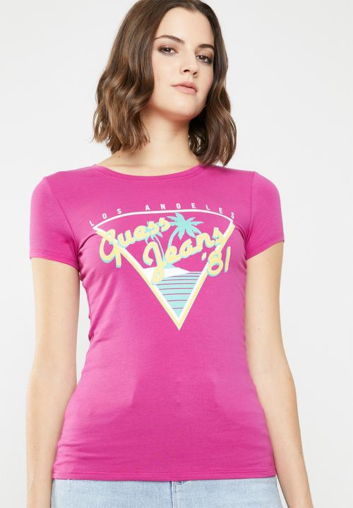 GUESS - Double crop tri tee - pink
