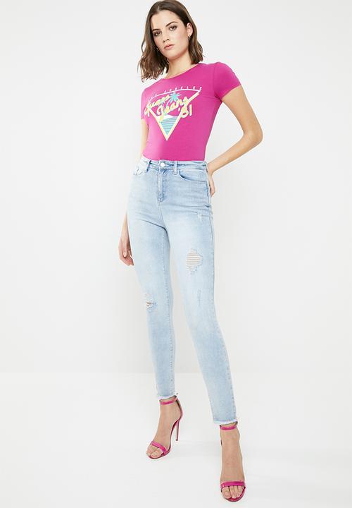 GUESS - Double crop tri tee - pink